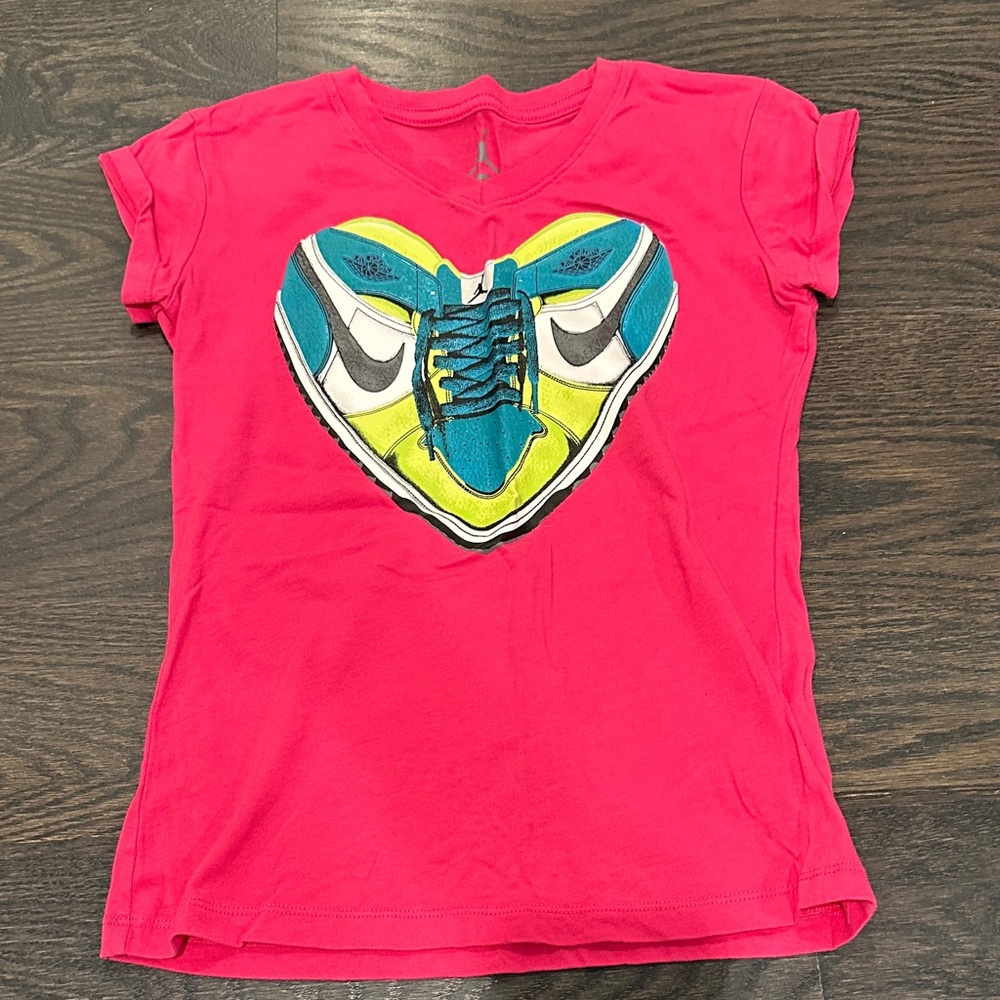 Nike Pink Tee with Heart Sneaker Graphic
